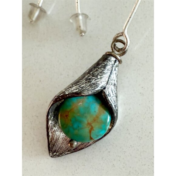 Art By Amy Turquoise Petals Earrings Pierced Dangle NEW - Picture 3 of 5